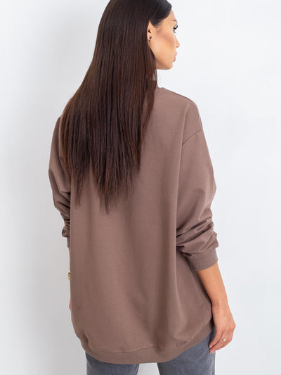 Kawowa bawełniana bluza basic