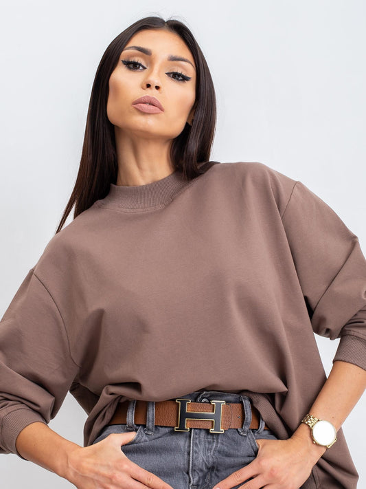 Kawowa bawełniana bluza basic