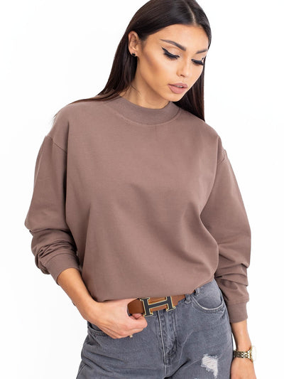 Kawowa bawełniana bluza basic