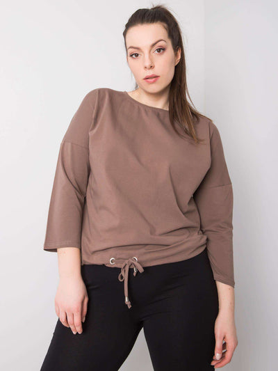 Kawowa bluzka plus size z bawełny