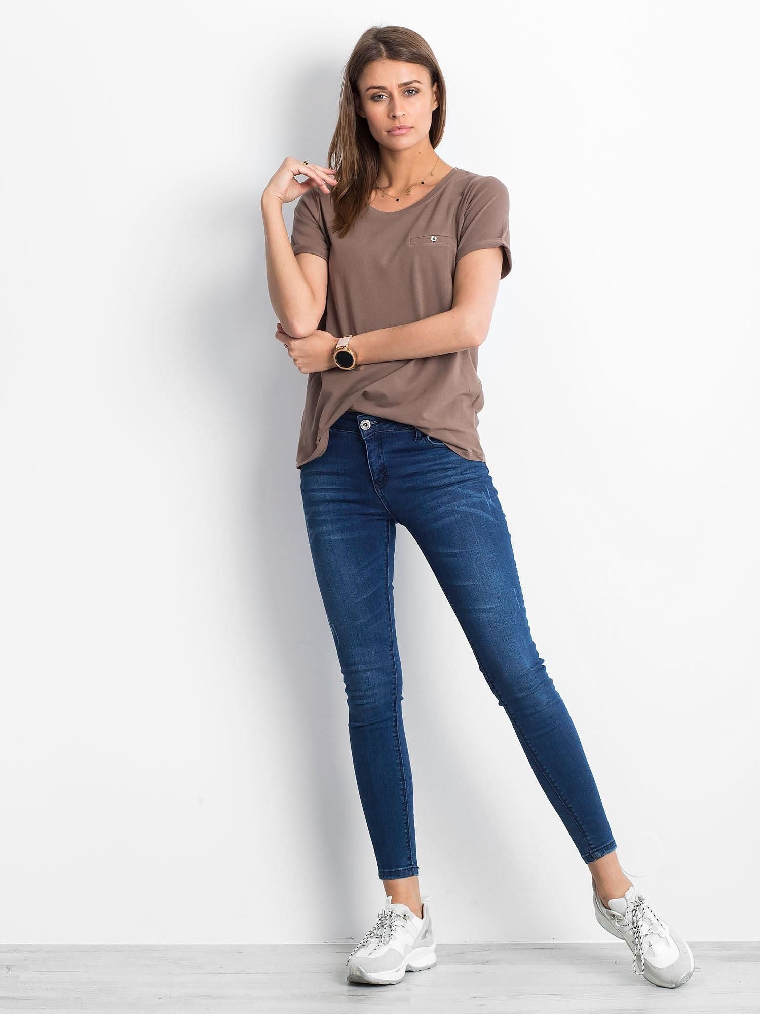 Bawełniany t-shirt damski basic kawowy