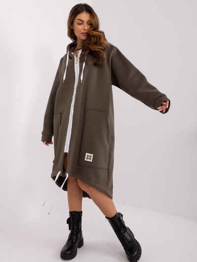 Khaki asymetryczna bluza dresowa