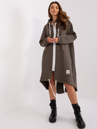 Khaki asymetryczna bluza dresowa