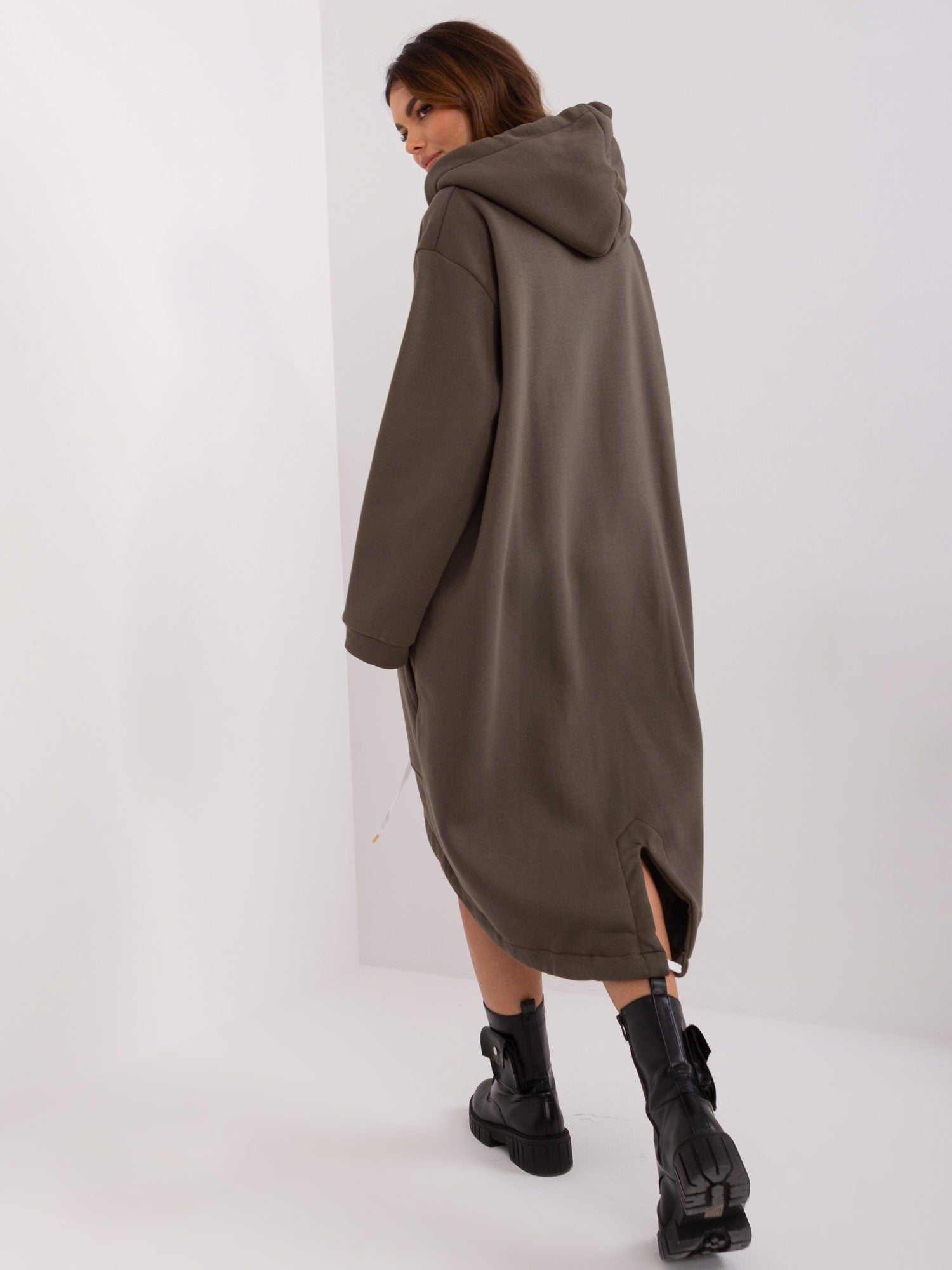 Khaki asymetryczna bluza dresowa