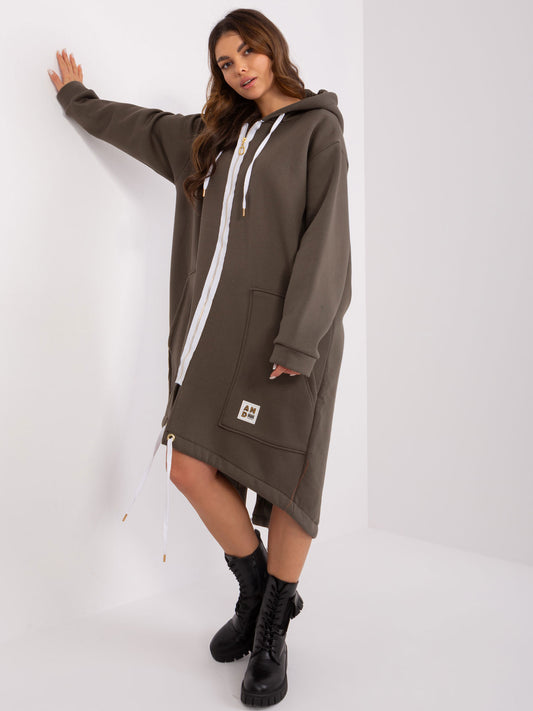 Khaki asymetryczna bluza dresowa