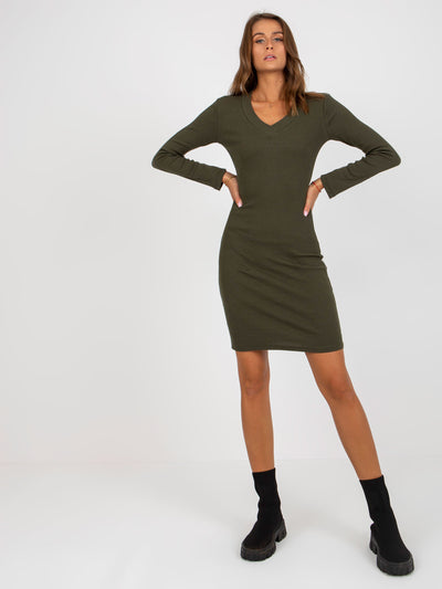 Khaki sukienka basic z bawełny