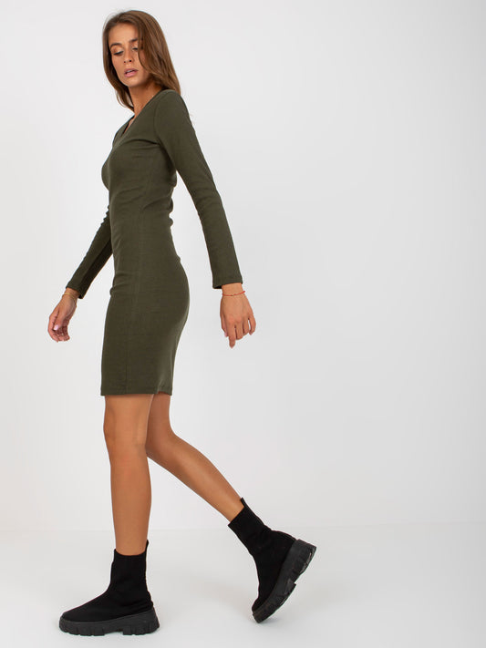 Khaki sukienka basic z bawełny