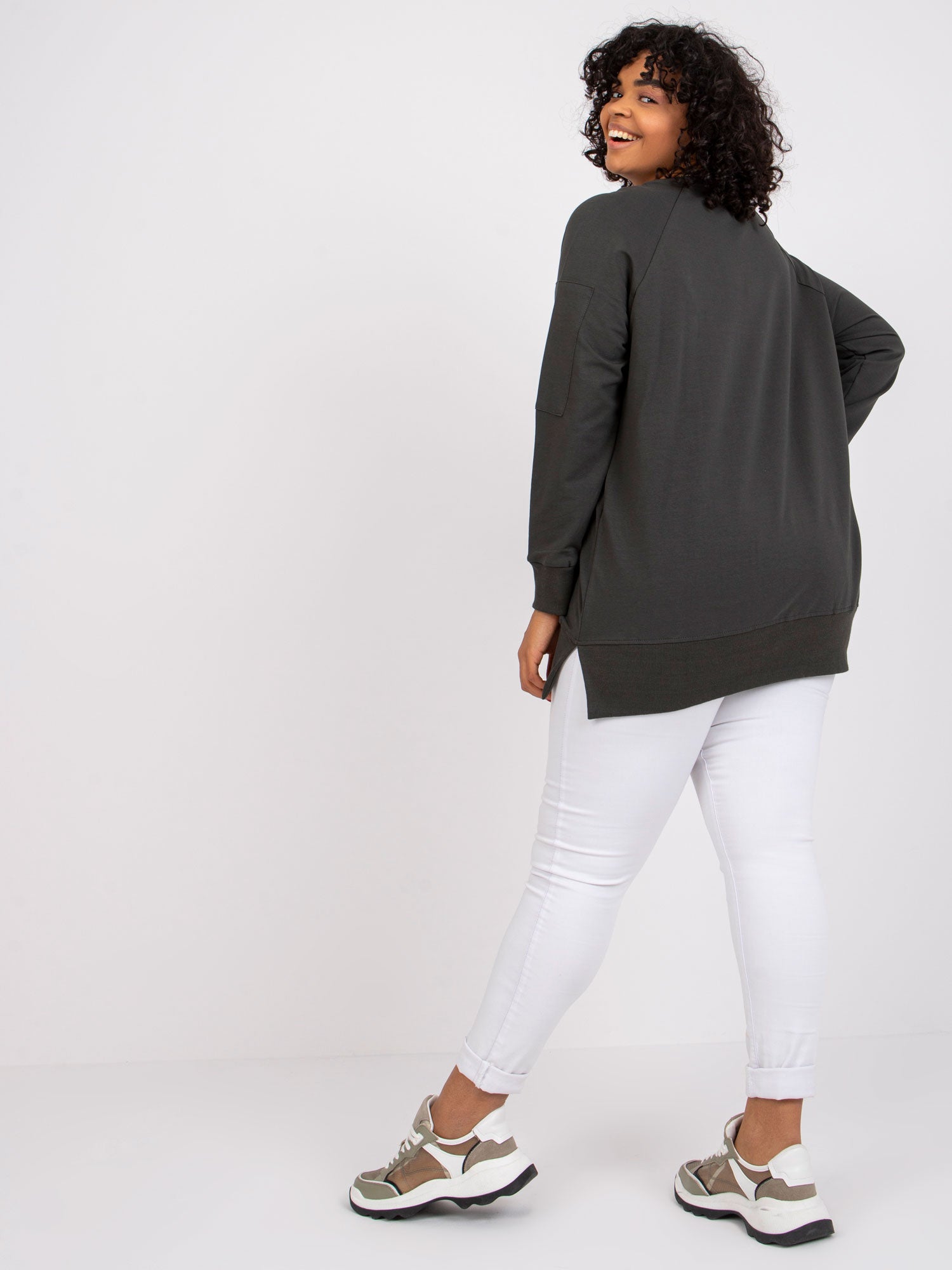 Khaki damska tunika plus size