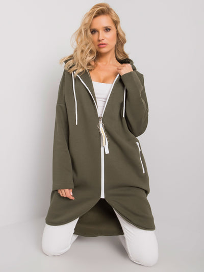 Khaki długa bluza z kapturem