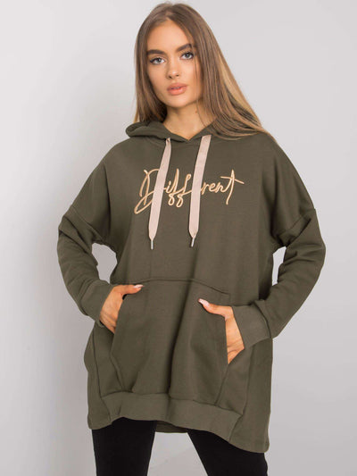 Khaki bawełniana bluza z kapturem
