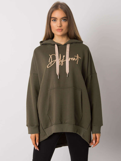 Khaki bawełniana bluza z kapturem