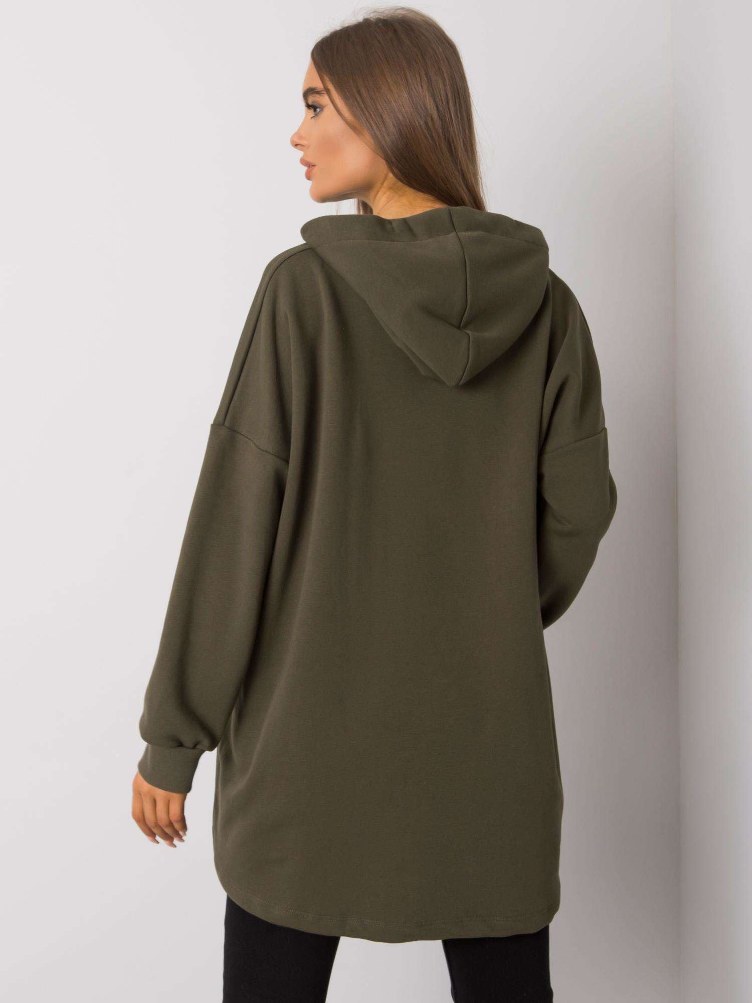 Khaki bawełniana bluza z kapturem