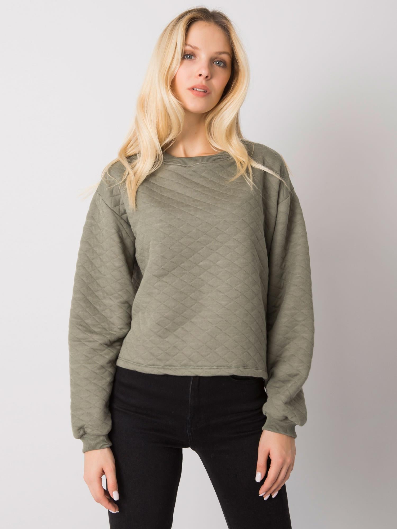 Khaki bluza pikowana bez kaptura Kerstine