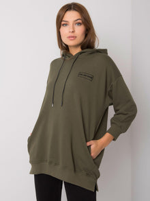 Khaki bawełniana bluza z kieszeniami