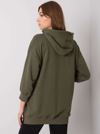 Khaki bawełniana bluza z kieszeniami