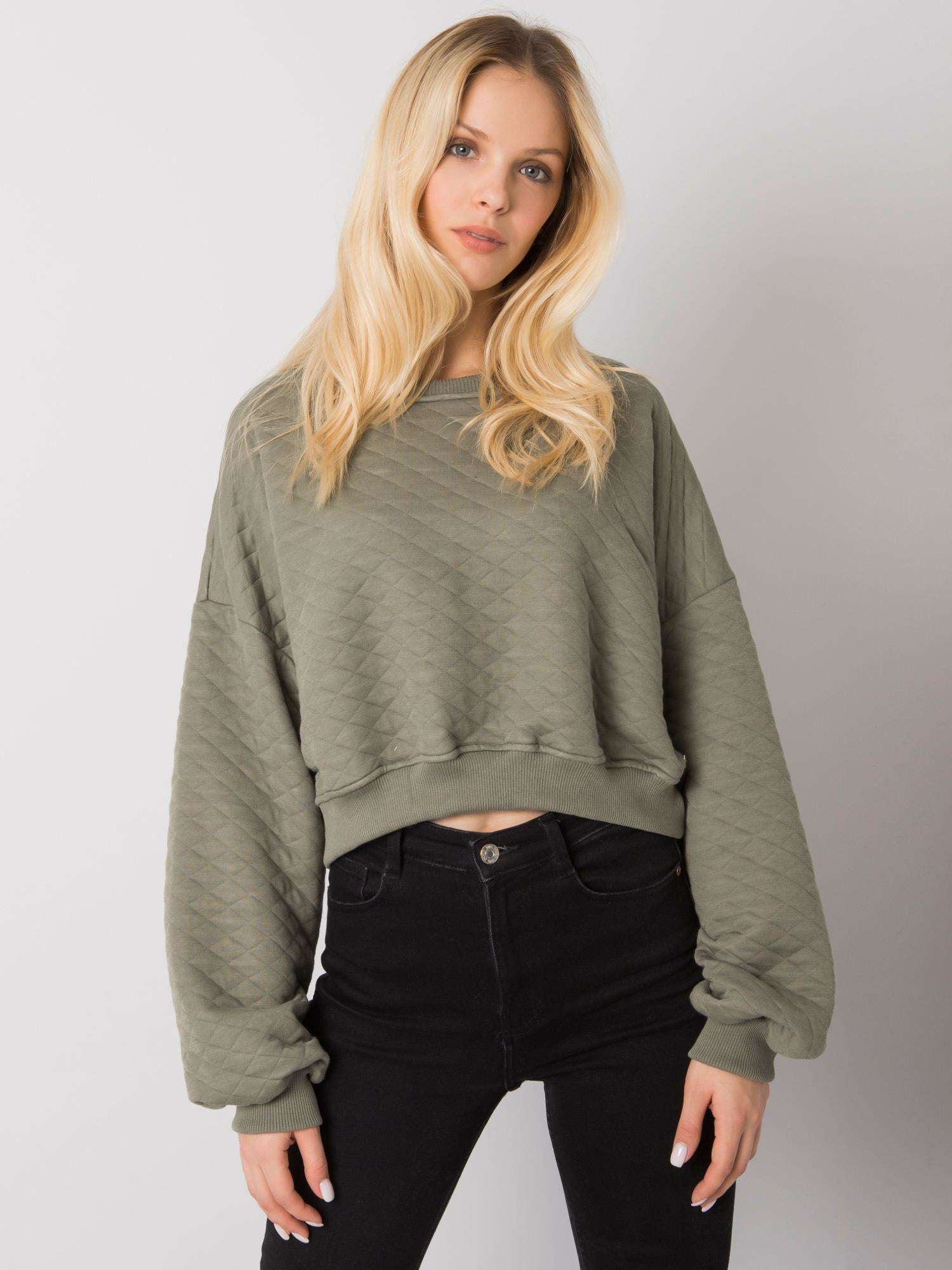 Khaki pikowana bluza damska