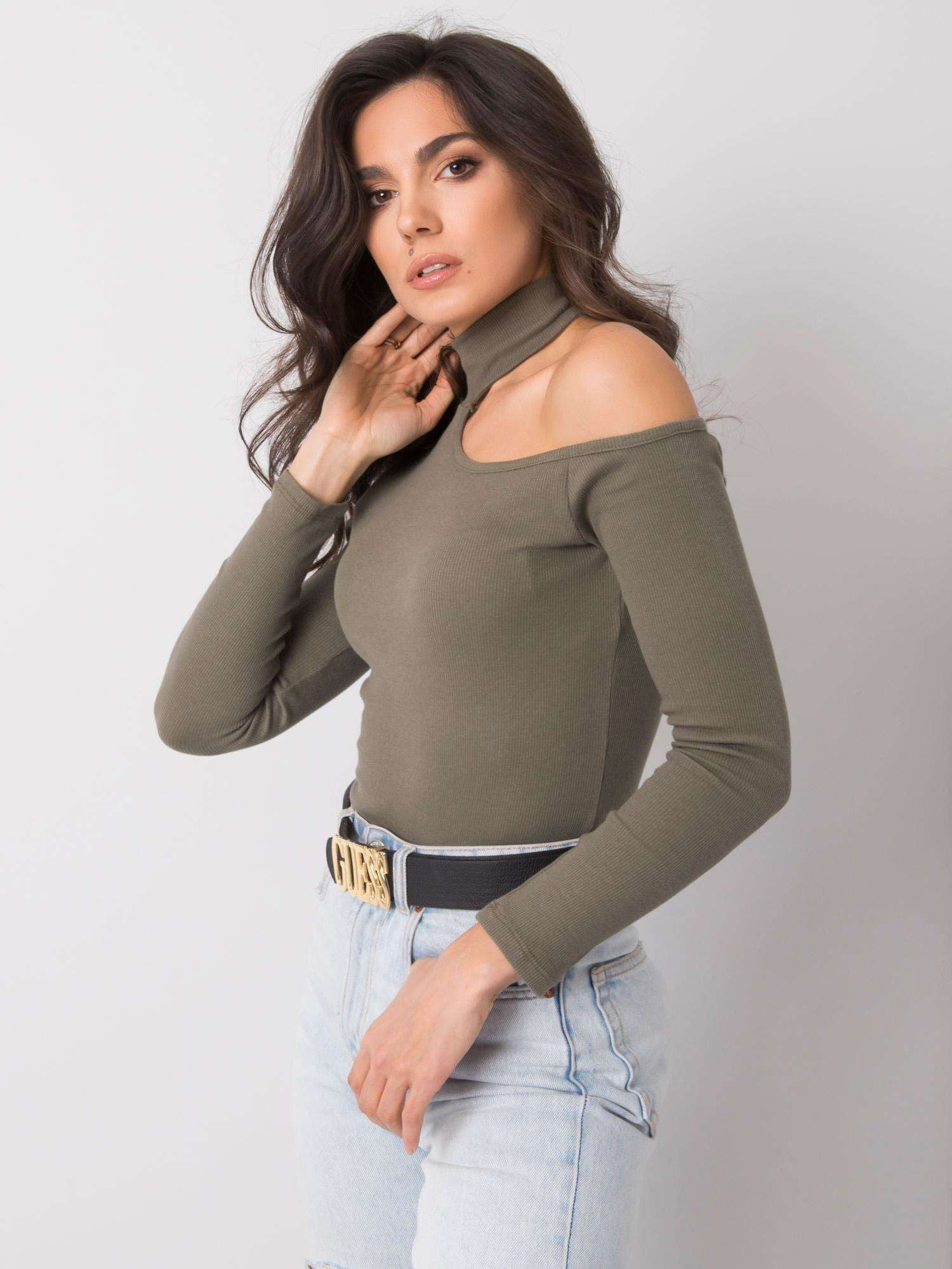 OCH BELLA Khaki bluzka z golfem