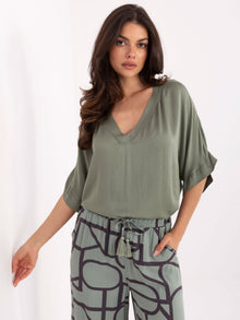 OCH BELLA Khaki bluzka oversize na lato