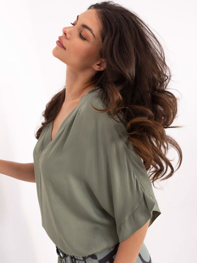 OCH BELLA Khaki bluzka oversize na lato
