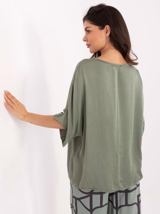 OCH BELLA Khaki bluzka oversize na lato