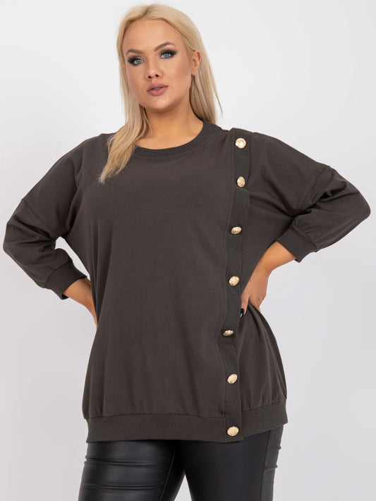 Khaki codzienna bluzka plus size z guzikami