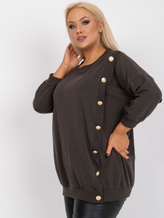 Khaki codzienna bluzka plus size z guzikami