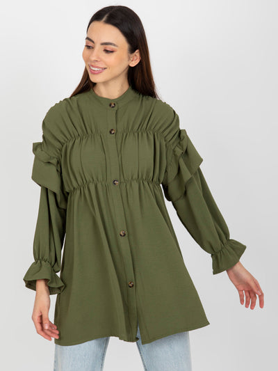 Khaki boho koszula z marzeniem i falbanami OCH BELLA