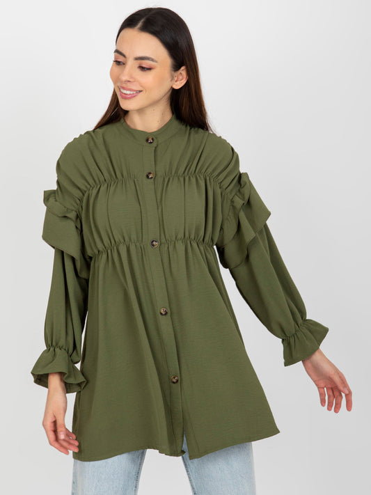 Khaki boho koszula z marzeniem i falbanami OCH BELLA