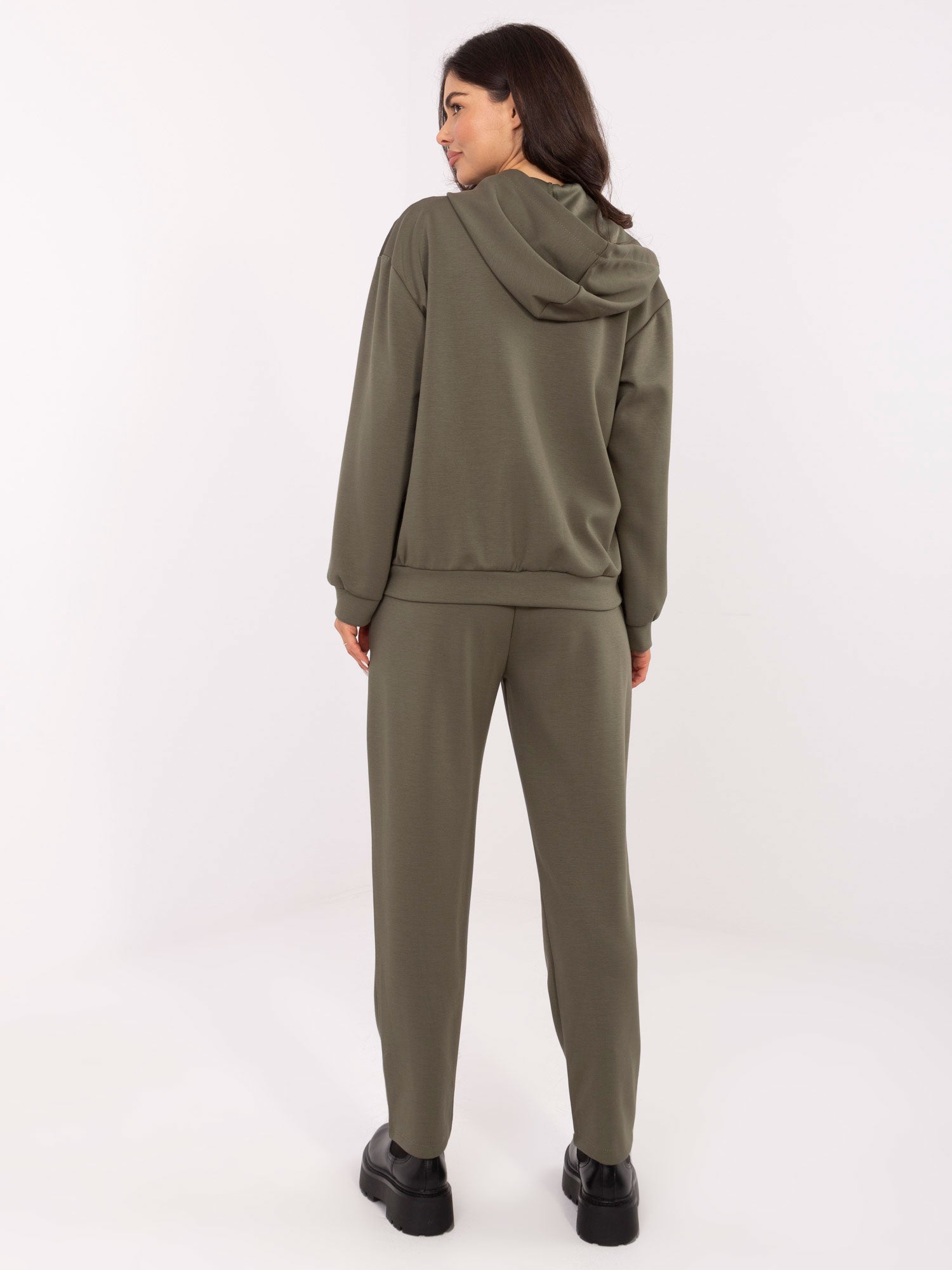 Khaki casualowy komplet z kieszeniami