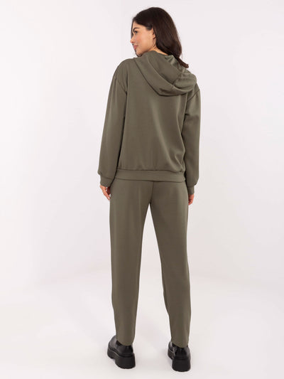 Khaki casualowy komplet z kieszeniami