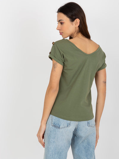 Khaki bluzka z guzikami na rękawach OCH BELLA
