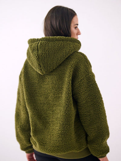 Khaki futrzana bluza o kroju oversize