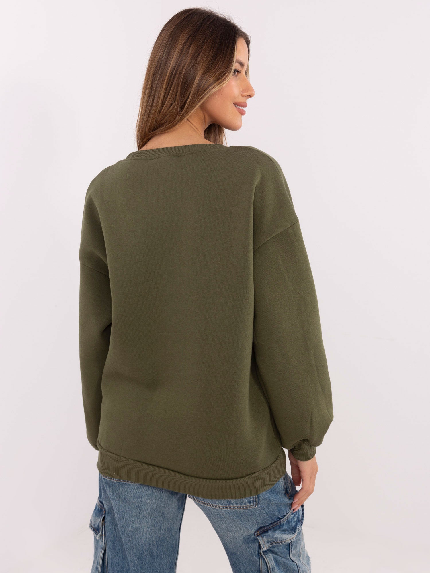 Khaki damska bluza bez kaptura z napisami