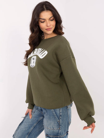 Khaki damska bluza bez kaptura z naszywką