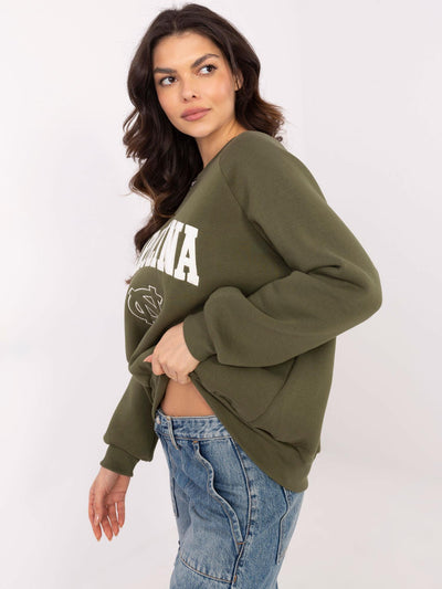 Khaki damska bluza oversize z ociepleniem