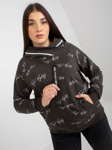 Khaki damska bluza plus size z kapturem i nadrukiem
