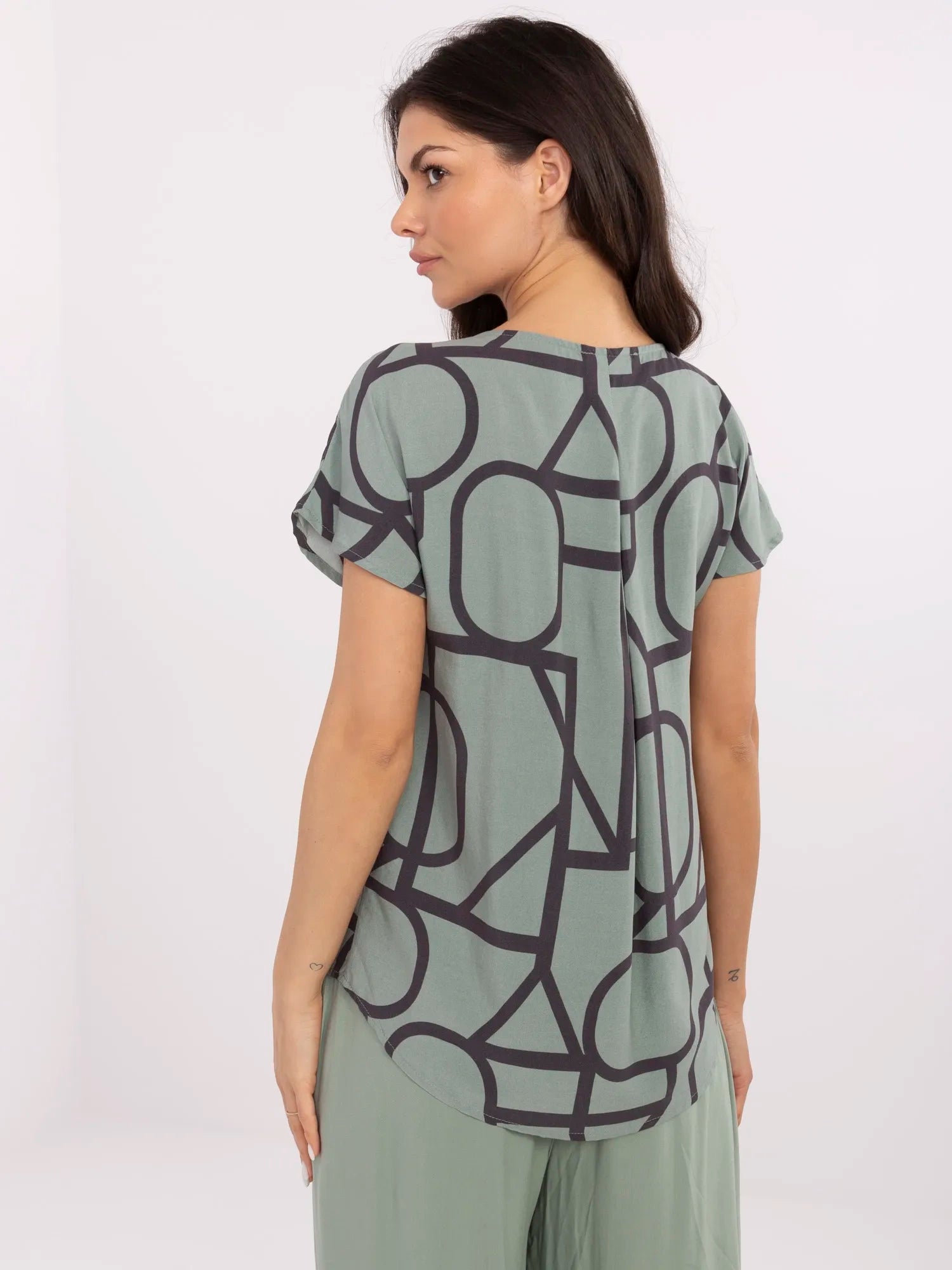 SUBLEVEL Khaki bluzka w geometryczne wzory