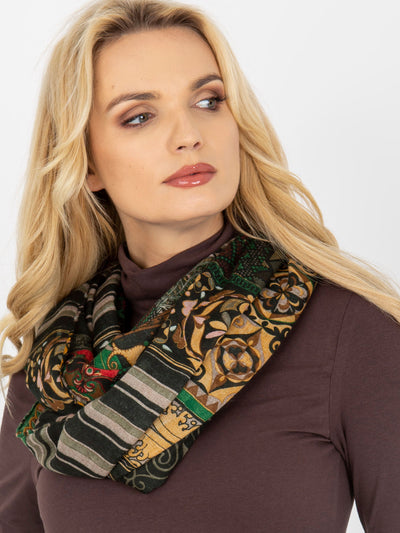 Khaki damska chusta komin z printami