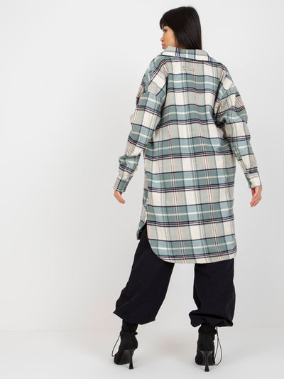 Khaki luźna koszula długa w kratę STITCH & SOUL