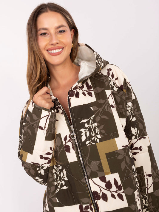 Khaki damska kurtka oversize z kieszeniami