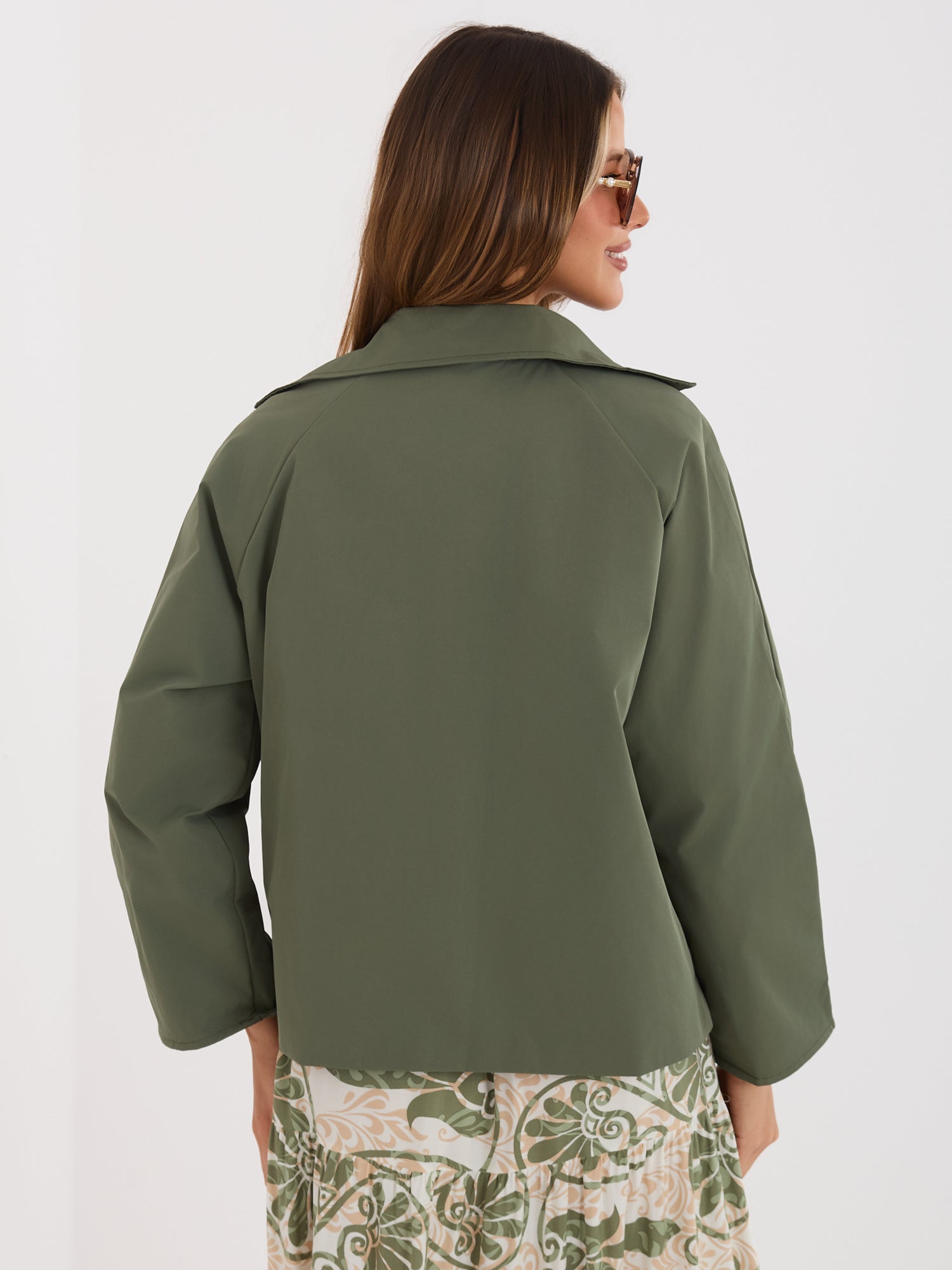 RUE PARIS Khaki damski płaszcz oversize z podszewką