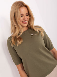 Khaki damski sweter z wiskozą