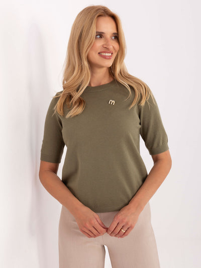 Khaki damski sweter z wiskozą