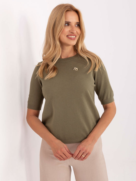 Khaki damski sweter z wiskozą