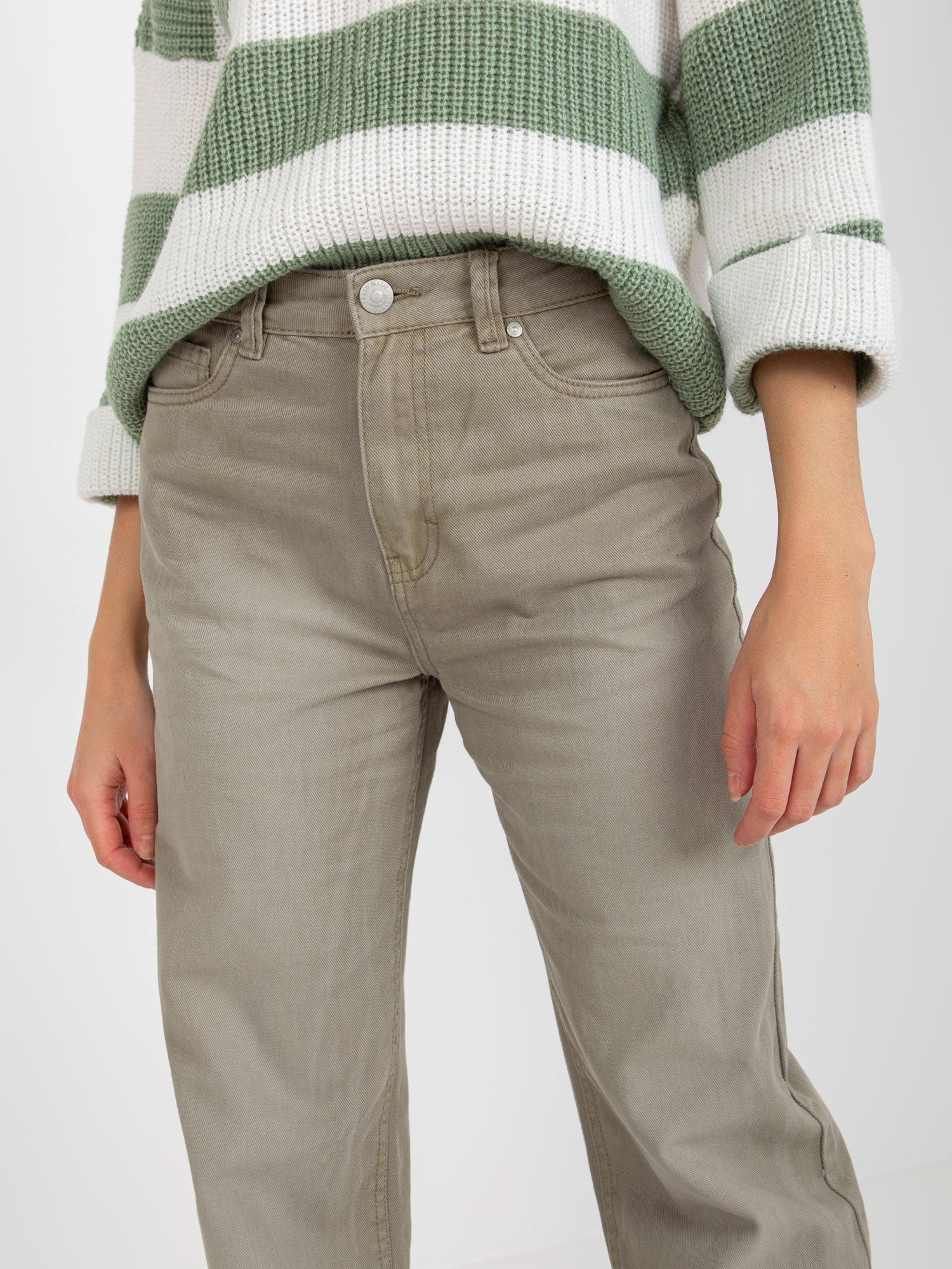 Khaki spodnie jeansowe z szeroką nogawką FRESH MADE