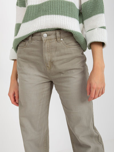 Khaki spodnie jeansowe z szeroką nogawką FRESH MADE