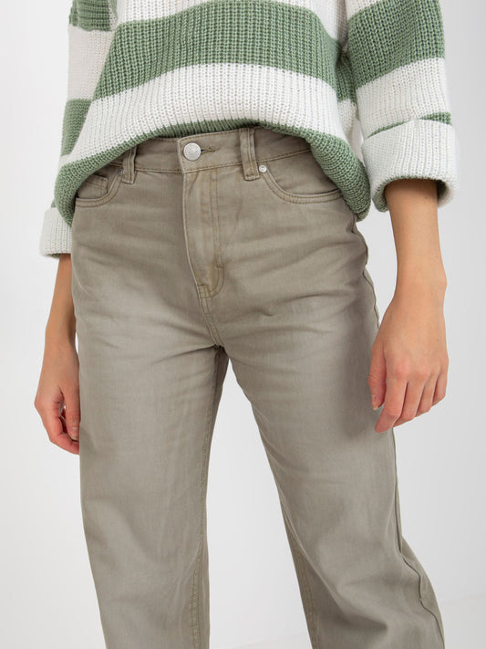 Khaki spodnie jeansowe z szeroką nogawką FRESH MADE