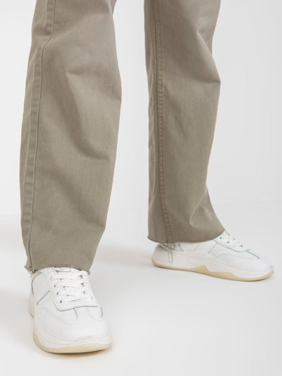 Khaki spodnie jeansowe z szeroką nogawką FRESH MADE