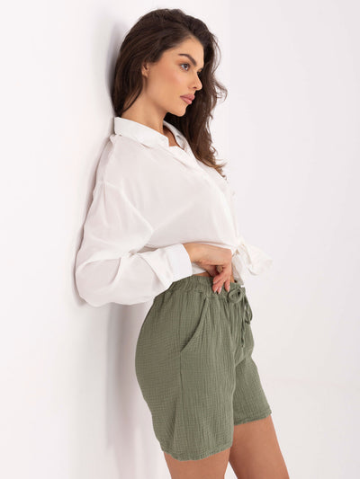 Khaki letnie szorty z muślinu