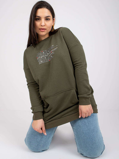 Khaki bluza plus size z napisami